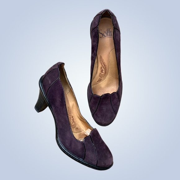 Escarpins Söfft Modèle "Royale" - Taille US 8.5 Femme - Cuir Verni Violet Royal Avec Détails Noirs - Talons Hauts (3-4 Pouces) - Occasion Peu Portée